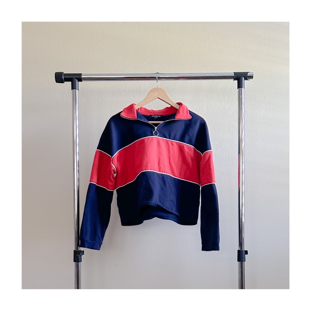 ☀️ MIXED THREADS Color Block Chest Stripe Quarter Zip